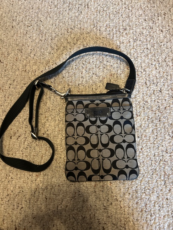 Coach Handbags - Coach Black and Gray Signature Canvas Crossbody